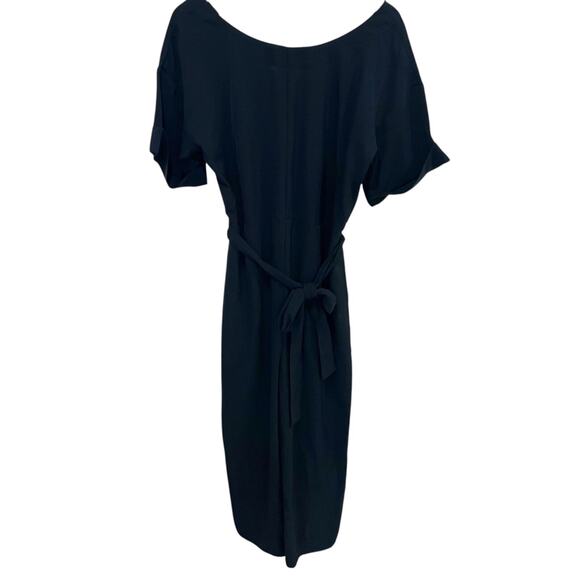 Everlane Japanese GoWeave Essential Short Sleeve Jumpsuit 10 NWT Pockets Black - Picture 2 of 9